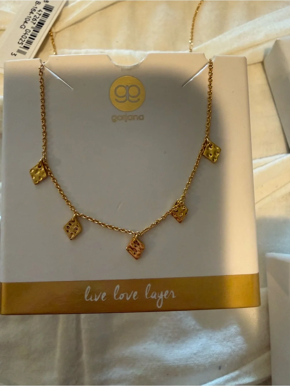 NWT Gorjana for Bloomingdale’s Gold Hammered Diamond Charm Necklace